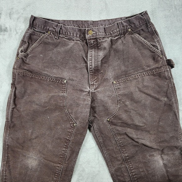 Vintage Carhartt Pants Mens 38x30 Brown B136 Double Knee Loose Fit Carpenter - Picture 2 of 14
